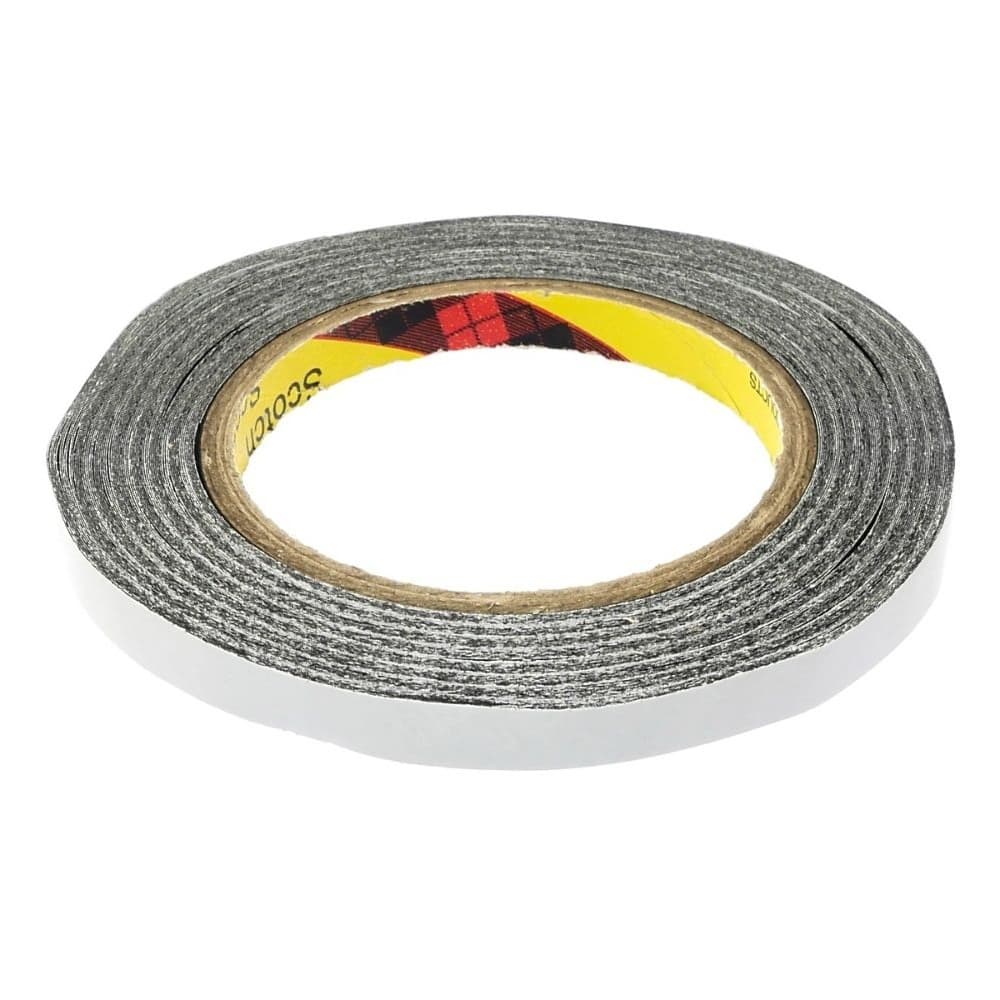 Скотч двусторонний 3M, чорний, для приклеивания аккумуляторов, дисплеев, тачскринов, 10 x 0.25 мм, рулон 25 м