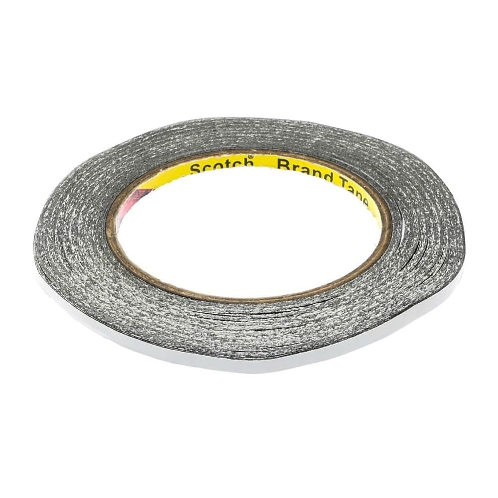 Скотч двусторонний 3M, чорний, для приклеивания аккумуляторов, дисплеев, тачскринов, 5 x 0.25 мм, рулон 25 м