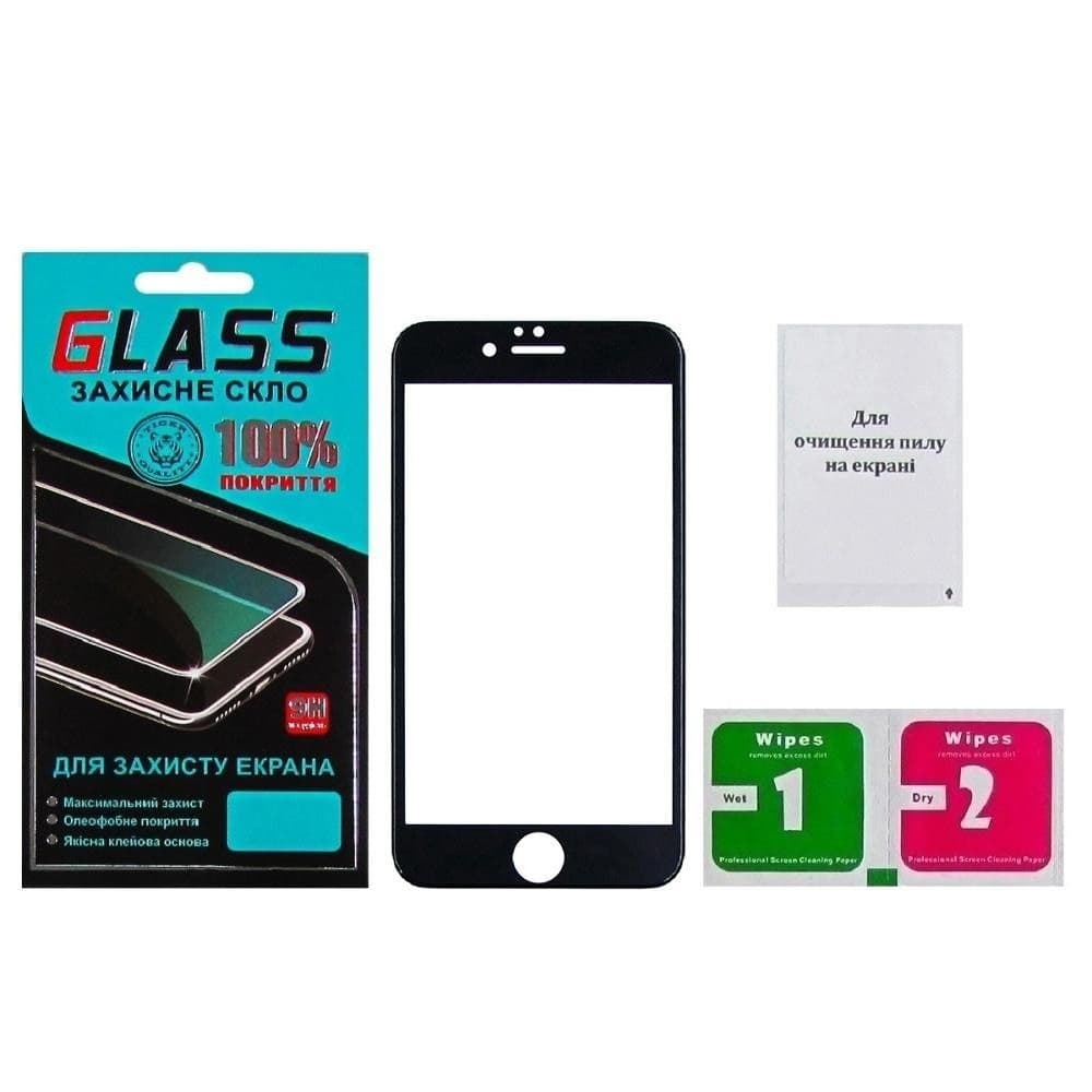 Захисне скло Apple iPhone 6, iPhone 6S, чорне, Люкс, 0.3 мм, 4D, сумісне з чохлом | Закаленное защитное стекло