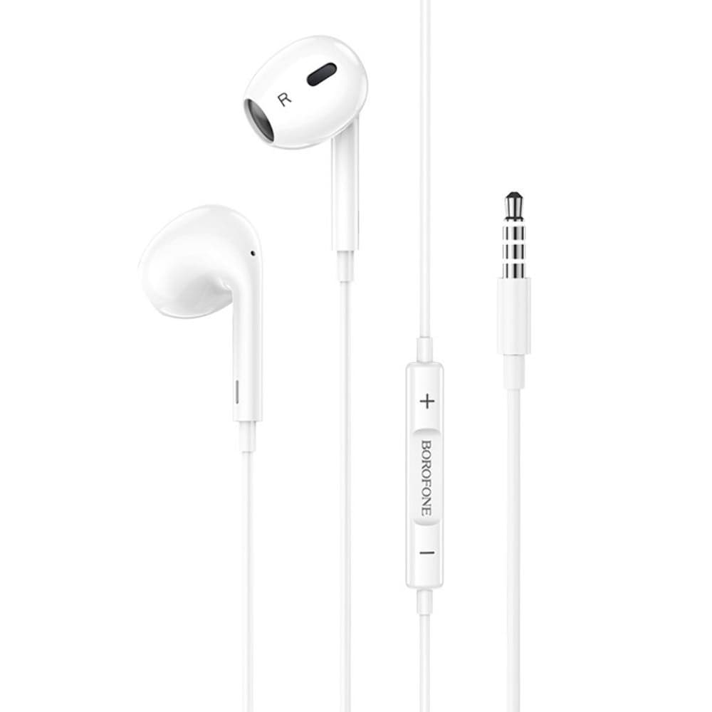 Наушники проводные Borofone BM30 Max, вкладыши, с микрофоном Jack 3.5, белые