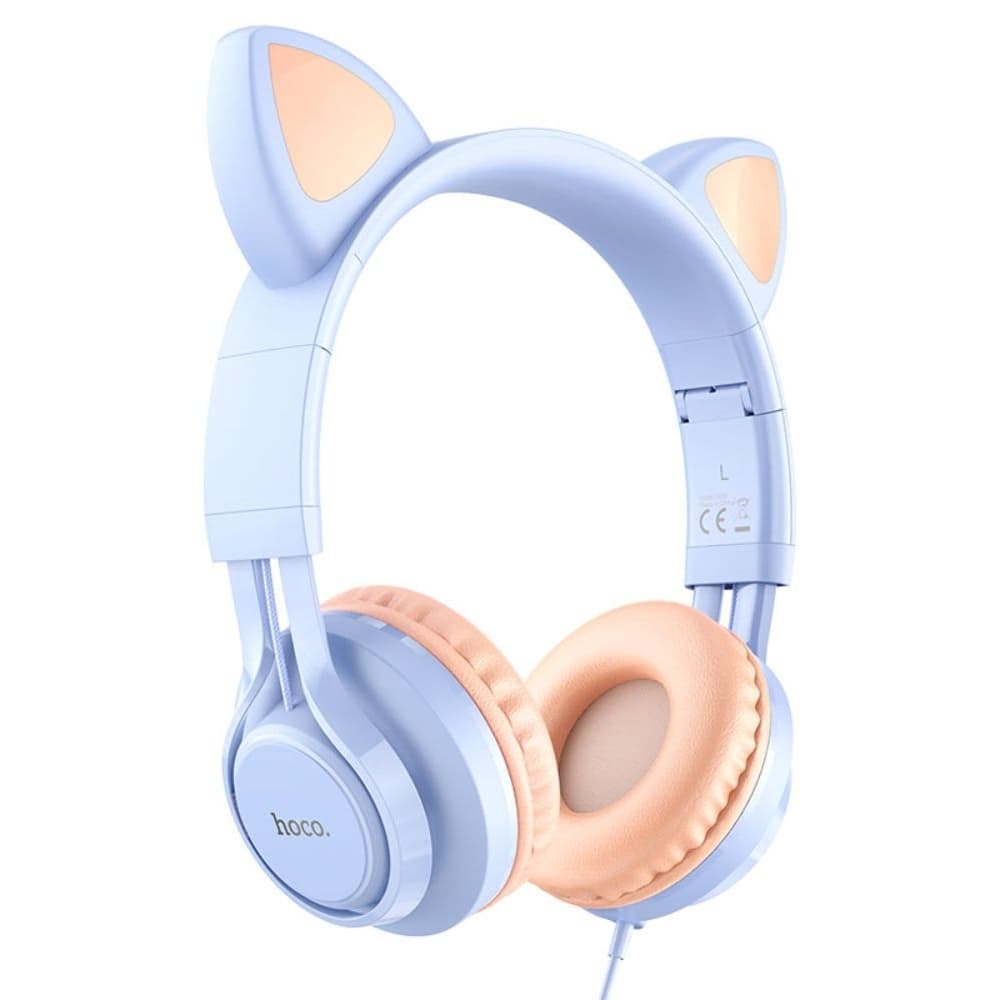Наушники Hoco W36 Cat ear, накладные, проводные, голубые | кошачьи уши