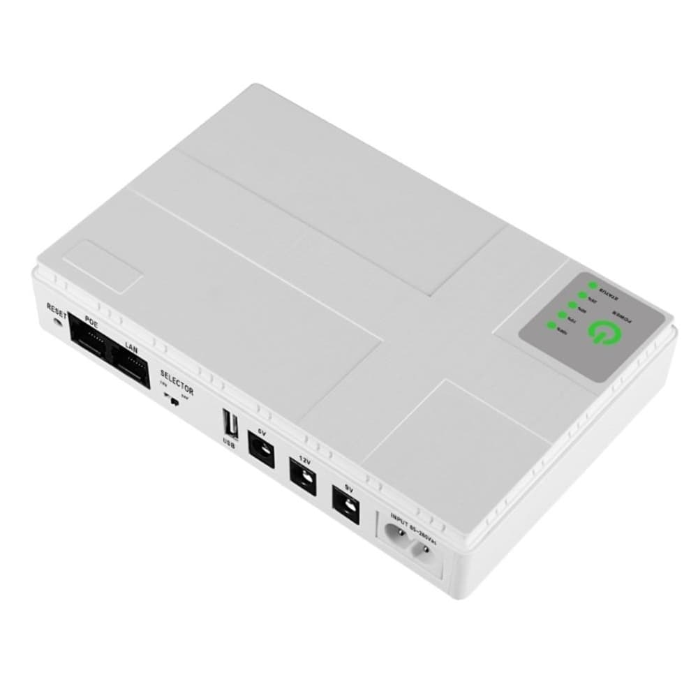 Источник бесперебойного питания сетевого оборудования DC1018P, 12V, 9V, 5V, 10000 mAh, білий