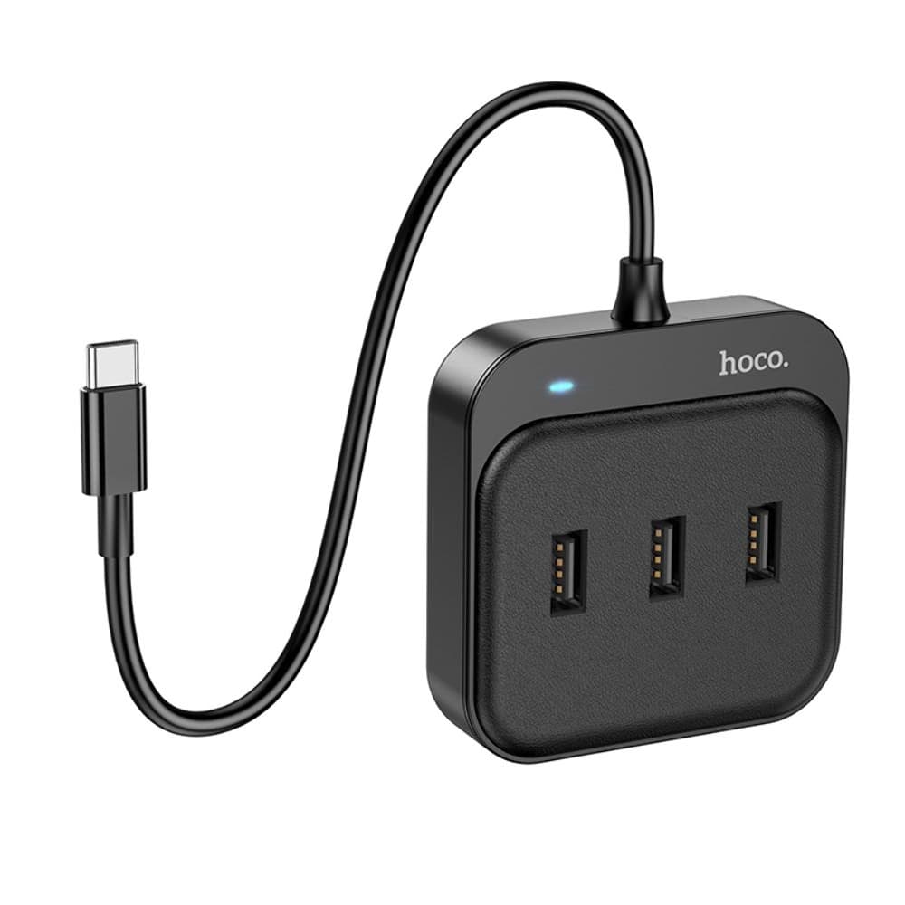 Мультиадаптер хаб Hoco HB31, Type-C на USB 3.0 (F)/ 3 USB 2.0 (F), 20 см, чорний