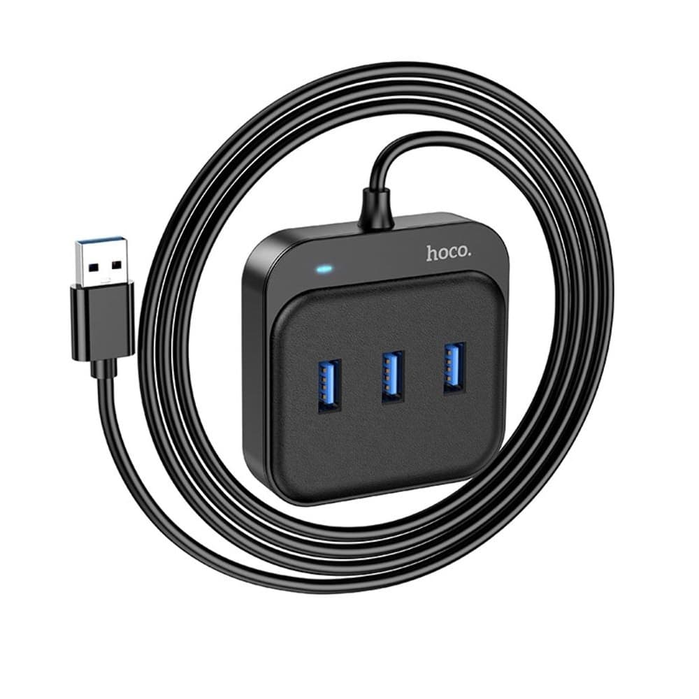 Мультиадаптер хаб Hoco HB31, 4 в 1, USB на 4 USB 3.0 (F), 120 см