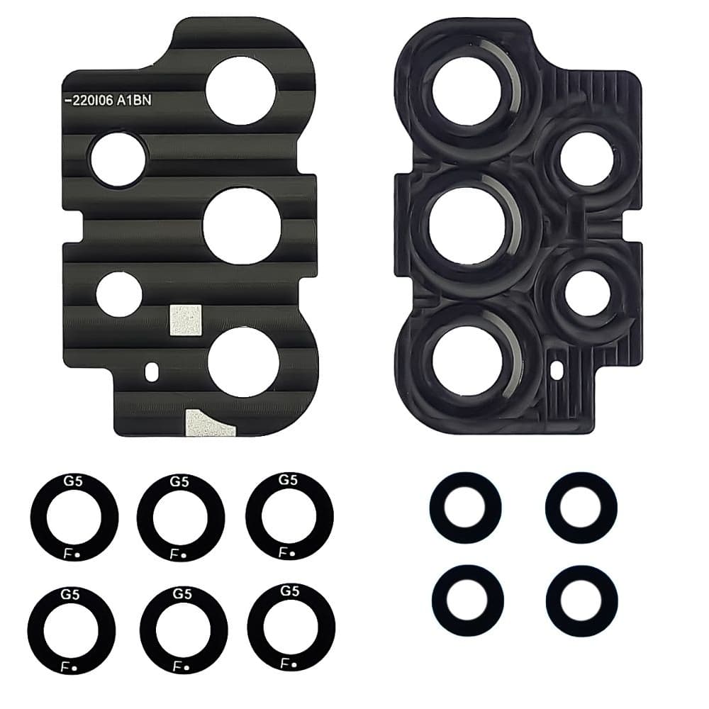 Стекло камеры Samsung SM-A536 Galaxy A53 5G, комплект 5 шт, черное, с рамкой, Original (PRC)