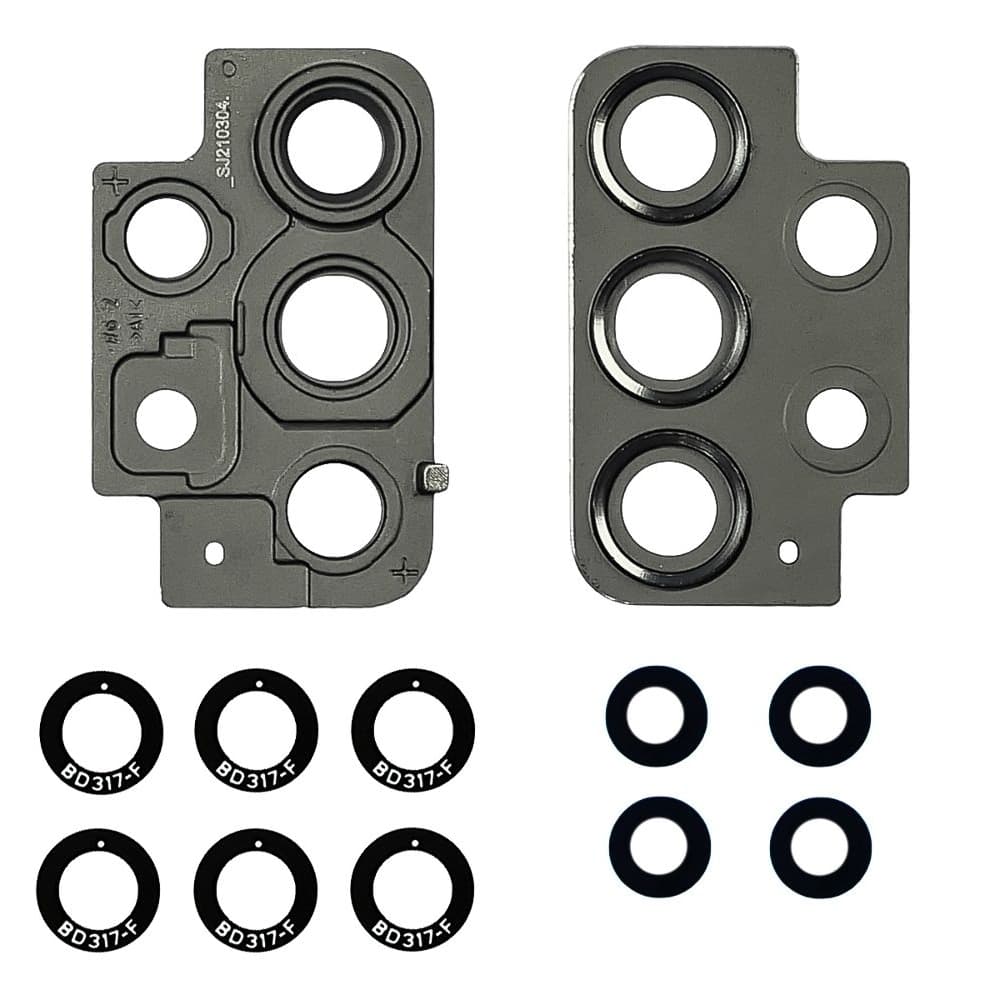 Стекло камеры Samsung SM-A725 Galaxy A72, черное, комплект 5 шт., с рамкой, Original (PRC)