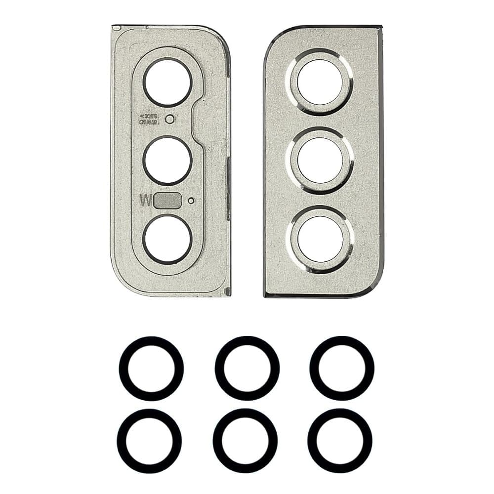 Стекло камеры Samsung SM-G991 Galaxy S21 5G, комплект 3 шт., с серебристой рамкой, Original (PRC)