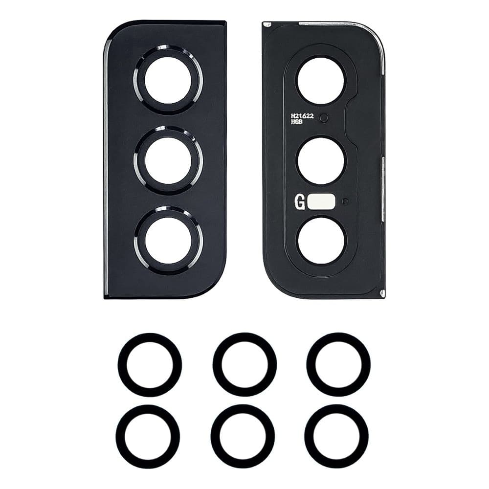 Стекло камеры Samsung SM-G991 Galaxy S21 5G, комплект 3 шт., с черной рамкой, Original (PRC)