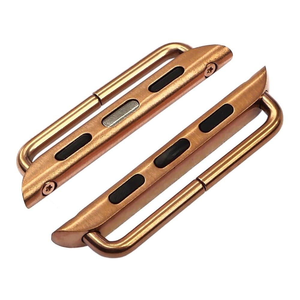 Переходник на универсальный ремешок Apple Watch 42mm, 44mm на болтах, розовый, золотистий