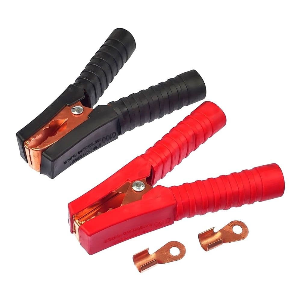 Крокодилы аккумулятора, 140 мм, полная изоляция, комплект 2 шт