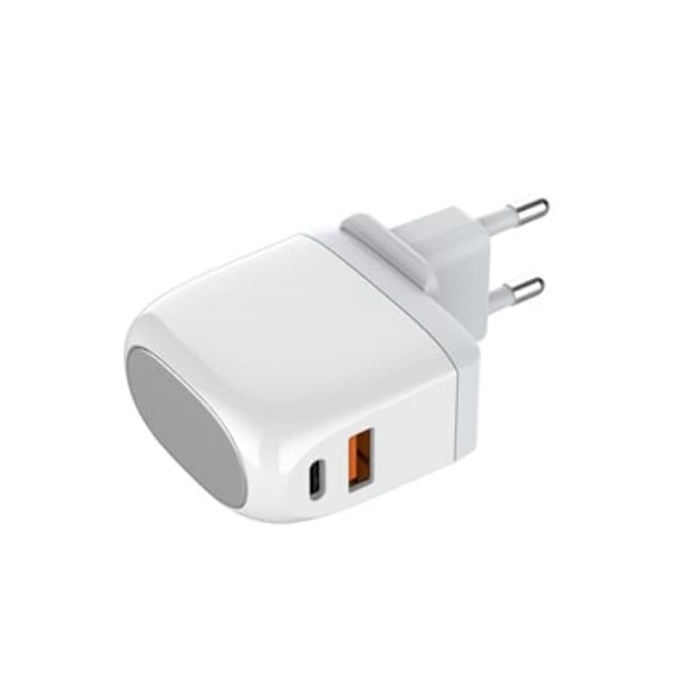 Сетевое зарядное устройство Ldnio A2522C, 1 USB, 1 Type-C, Quick Charge, Power Delivery, 30 Вт, с дисплеем, белое, с кабелем Type-C на Type-C