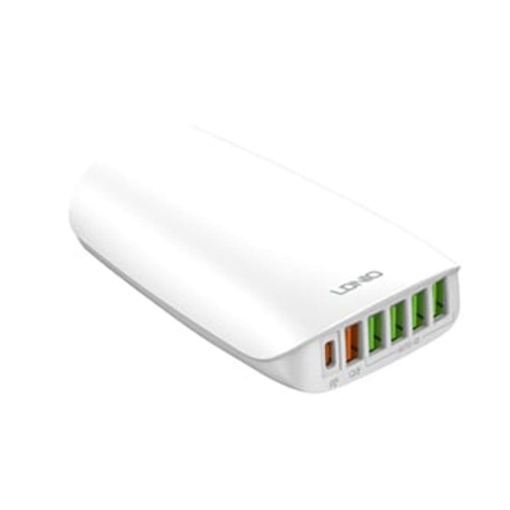 Сетевое зарядное устройство Ldnio A6573C, 5 USB, 1 Type-C, Quick Charge, Power Delivery, 65 Вт, белое
