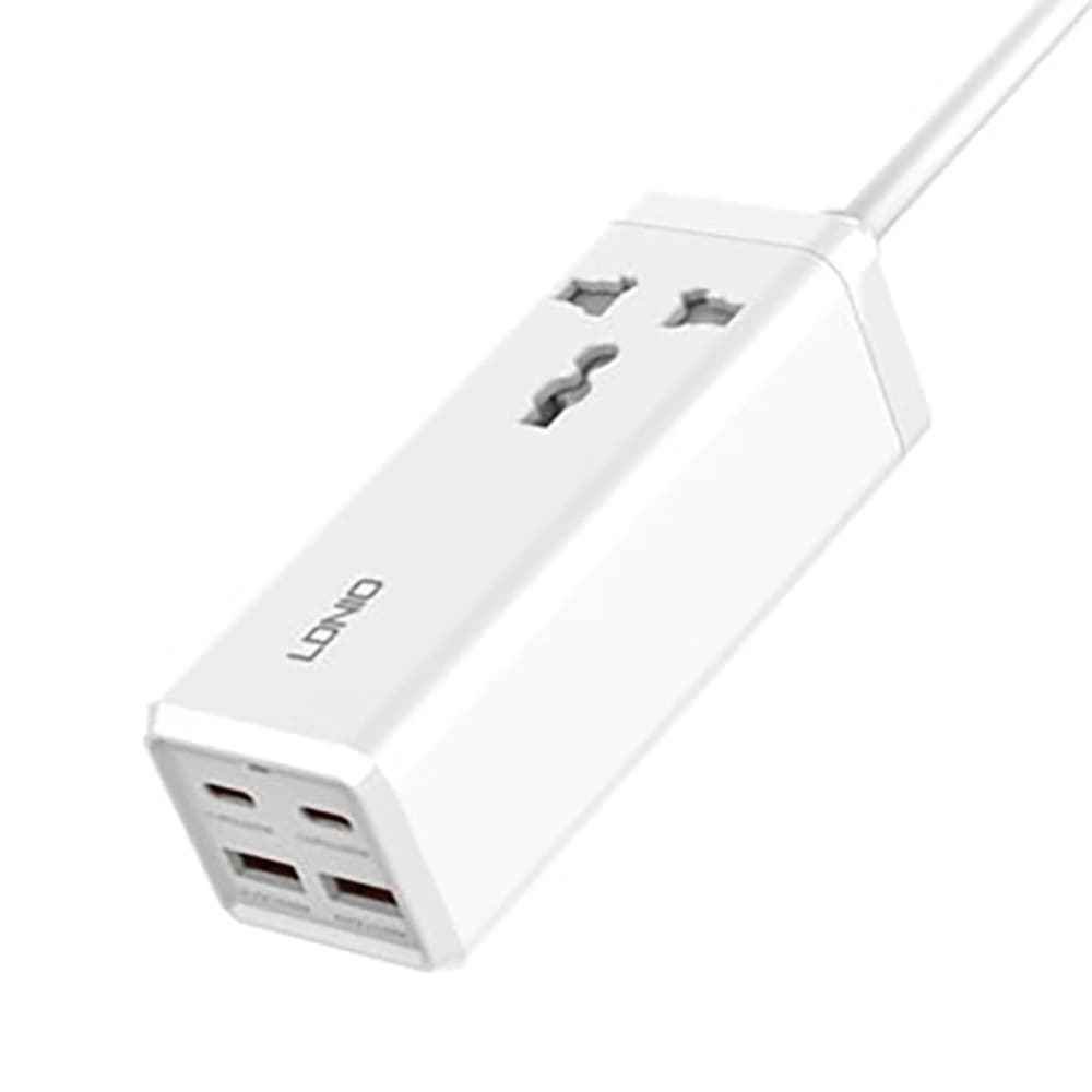 Сетевое зарядное устройство, удлинитель Ldnio SC1418, 2 USB, 2 Type-C, Quick Charge, Power Delivery, 1 розетка, 200 см, белое