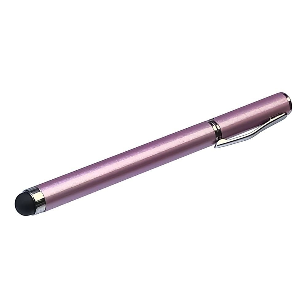 Стилус емкостный, с шариковой ручкой, металлический, сиреневый