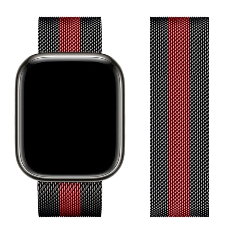 Ремешок металлический Hoco iWatch WA03 milanese steel, 38, 40, 41 мм, Black and red