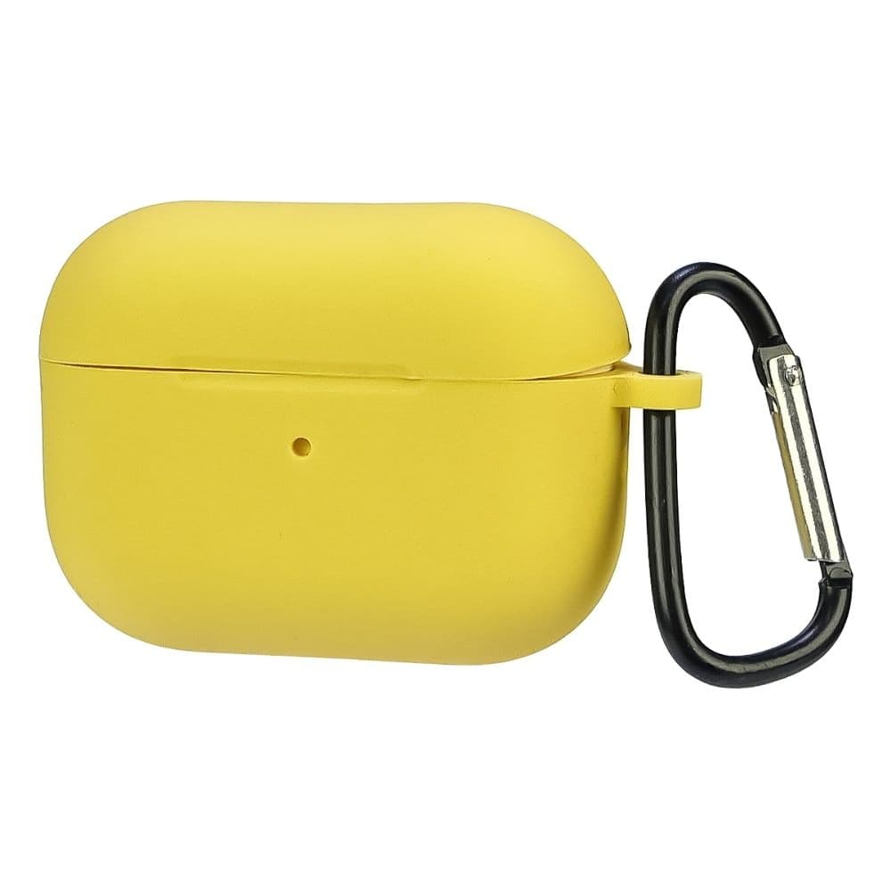 Чехол силиконовый с карабином Apple AirPods Pro 2, жовтий, Люкс