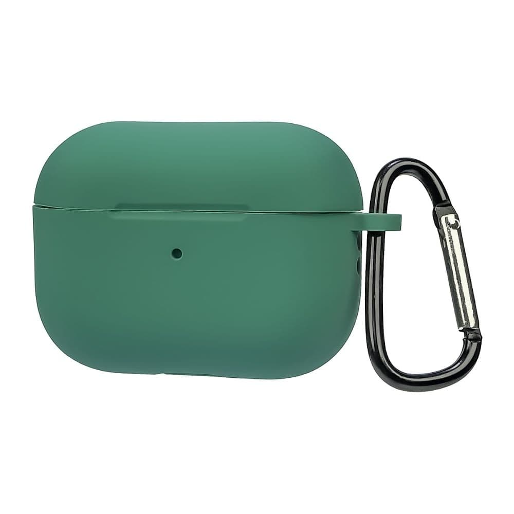 Чехол силиконовый с карабином Apple AirPods Pro 2, зелений, Люкс