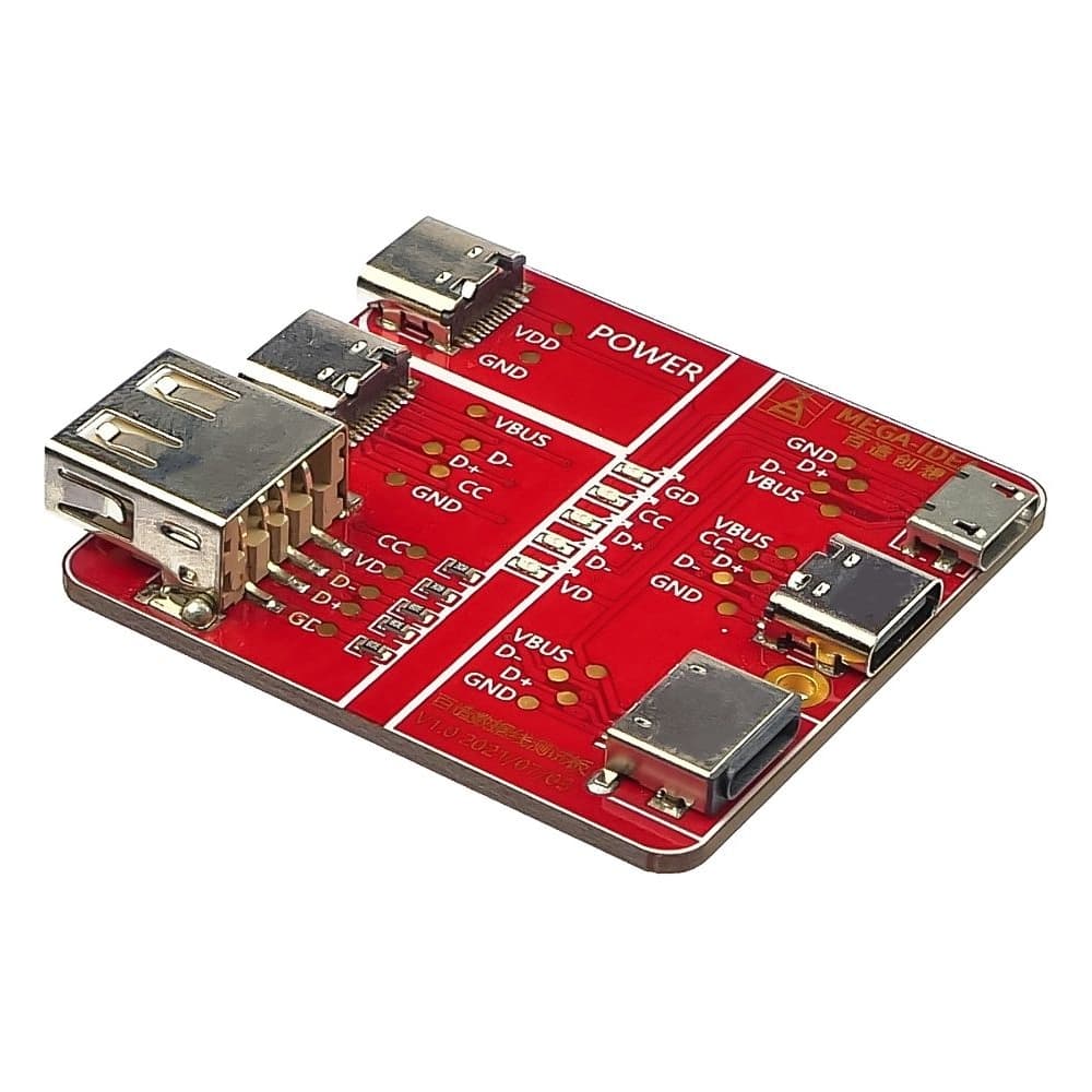 Тестова плата Mega-Idea, для перевірки USB кабелів Lightning/Type-C/Micro