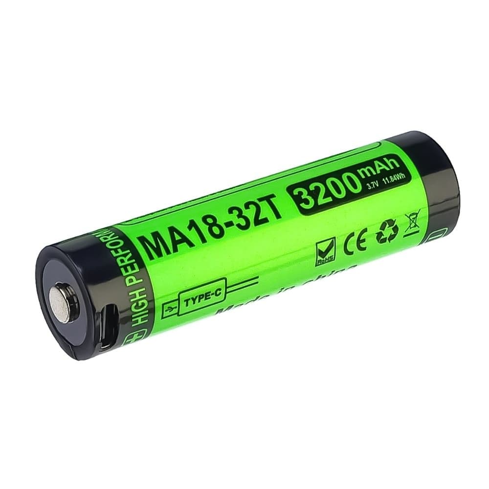 Акумулятор 18650, Li-ion, 3200 mAh, 3.7 V, 8A, с защитой и Type-C | АКБ, батарея, аккумулятор