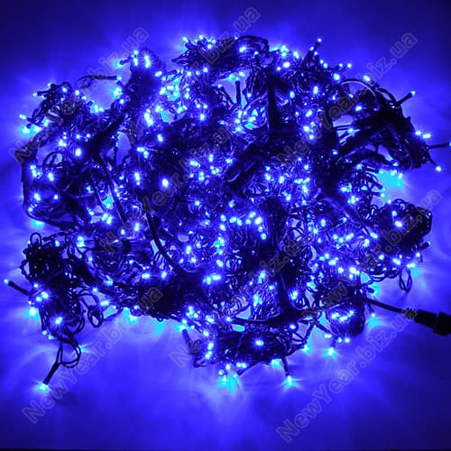 Штора наружная, 750 светодиодов, 3 на 2 метра, синій свет, чорний провод