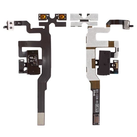 Шлейф Apple iPhone 4S, кнопок звука, коннектора наушников, чорний, Original (PRC)