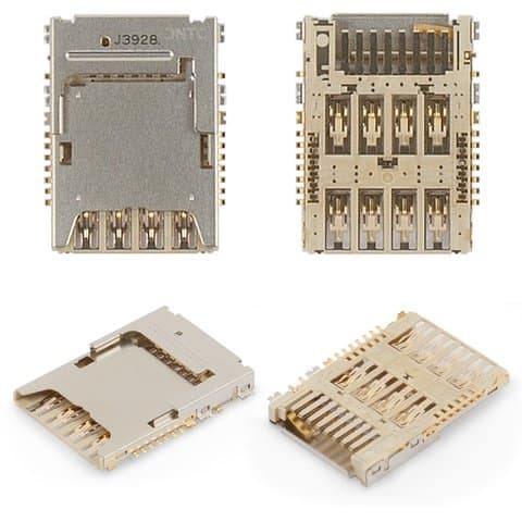 Коннектор SIM-карты Samsung SM-G355 Galaxy Core 2 Duos, SM-G360 Galaxy Core Prime, SM-G361 Galaxy Core Prime VE, SM-G388 Galaxy Xcover 3, SM-G389 Galaxy Xcover 3, SM-G530 Galaxy Grand Prime, SM-G531 Galaxy Grand Prime VE, SM-G900 Galaxy S5, SM-G903 Galaxy S5 Neo, GT-i9200 Galaxy Mega 6.3, GT-i9205 Galaxy Mega 6.3, GT-i9300i Galaxy S3 Duos, GT-i9301 Galaxy S3 Neo, SM-J100 Galaxy J1, SM-N7502 Note 3 Neo Duos, SM-N7505 Note 3 Neo Duos, SM-T365 Galaxy Tab Active 8.0 3G, с коннектором карты памяти