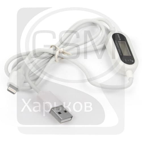 USB-кабель CH-519 для Apple iPhone 5, Apple iPhone 5C, Apple iPhone 5S, Apple iPhone 6, Apple iPhone 6 Plus, Apple iPhone 6S, Apple iPhone 6S Plus, Apple iPhone SE; планшетов Apple iPad 4, iPad 5 Air, iPad Air 2, iPad Mini, iPad Mini 2 Retina, iPad Mini 3 Retina, с цифровым индикатором