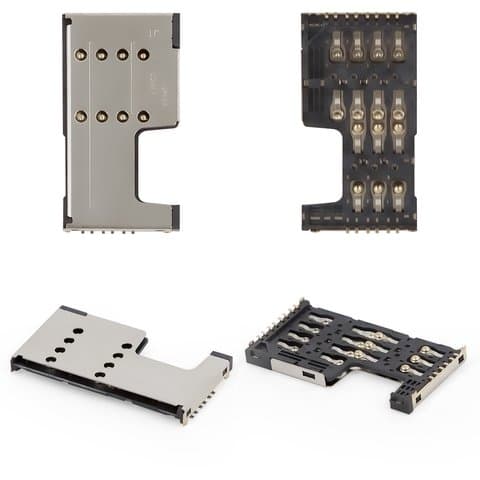 Коннектор SIM-карты китайских телефонов, универсальный, на две SIM-карты, тип 3, (гнездо, разъем, слот)