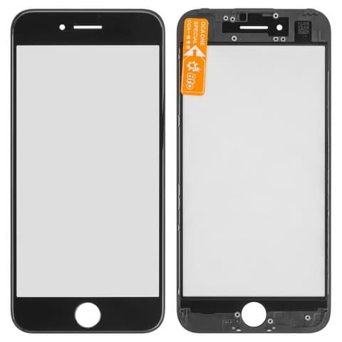 Стекло дисплея Apple iPhone 7, с рамкой, черное, с OCA-пленкой | стекло тачскрина