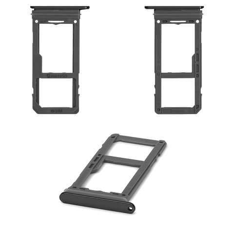 Тримач (лоток) SIM-карты Samsung SM-G950 Galaxy S8, SM-G955 Galaxy S8 Plus, чорний, с держателем карты памяти, Midnight Black, single SIM, Original (PRC) | держатель СИМ-карты