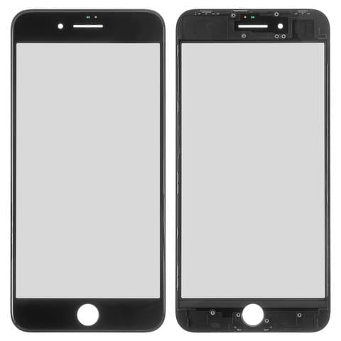 Стекло дисплея Apple iPhone 8 Plus, черное, с OCA-пленкой, с рамкой | стекло тачскрина