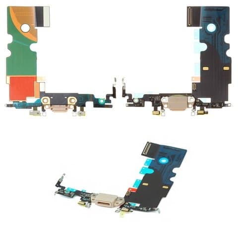 Плата зарядки Apple iPhone 8, iPhone SE 2020, iPhone SE 2022, шлейф коннектора зарядки, золотистая, Original (PRC)