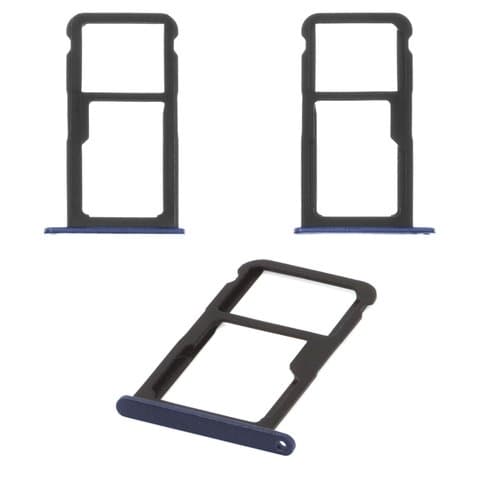 Тримач (лоток) SIM-карты Huawei P8 Lite (2017), PRA-LA1, PRA-LX1, синій, с держателем карты памяти (MMC), Original (PRC) | держатель СИМ-карты