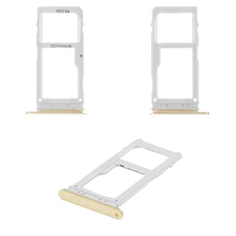 Тримач (лоток) SIM-карты Samsung SM-A530 Galaxy A8 (2018), SM-A730 Galaxy A8 Plus (2018), золотистий, с держателем карты памяти (MMC), SIM2, dual SIM, Original (PRC) | держатель СИМ-карты