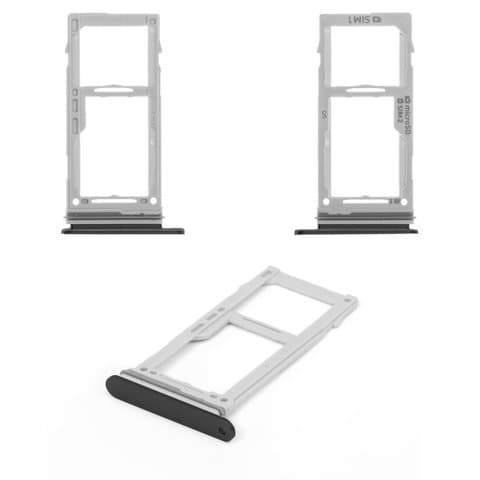 Тримач (лоток) SIM-карты Samsung SM-G965 Galaxy S9 Plus, чорний, с держателем карты памяти (MMC), dual SIM, Original (PRC) | держатель СИМ-карты