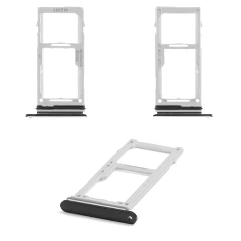 Тримач (лоток) SIM-карты Samsung SM-G960F Galaxy S9, чорний, с держателем карты памяти (MMC), dual SIM, Original (PRC) | держатель СИМ-карты