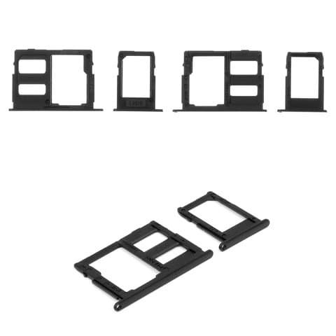Тримач (лоток) SIM-карты Samsung SM-J530 Galaxy J5 (2017), чорний, комплект 2 шт, с держателем карты памяти (MMC), dual SIM, Original (PRC) | держатель СИМ-карты