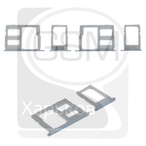 Тримач (лоток) SIM-карты Samsung SM-J530 Galaxy J5 (2017), синій, комплект 2 шт, с держателем карты памяти (MMC), single SIM, Original (PRC) | держатель СИМ-карты