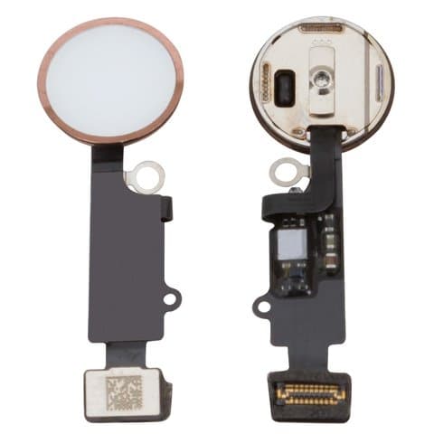 Шлейф Apple iPhone 7, iPhone 7 Plus, кнопки меню, рожевий, золотистий, с пластиком, High Copy