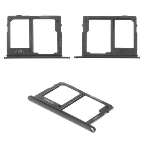 Тримач (лоток) SIM-карты Samsung SM-A600 Galaxy A6 (2018), чорний, с держателем карты памяти (MMC), SIM2, dual SIM, Original (PRC) | держатель СИМ-карты
