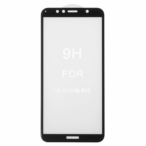 Захисне скло Huawei Y6 (2018), Y6 Prime (2018), чорне, сумісне з чохлом | Закаленное защитное стекло