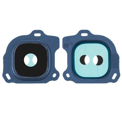 Стекло камеры Samsung SM-J600 Galaxy J6, черное, с синей рамкой, Original (PRC)