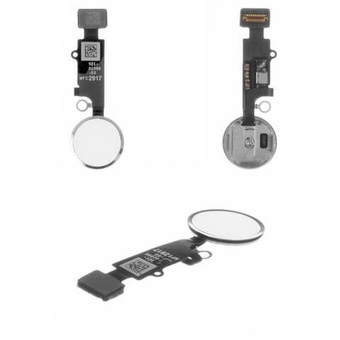 Шлейф Apple iPhone 8, iPhone 8 Plus, кнопки меню, білий, с пластиком, Original (PRC)