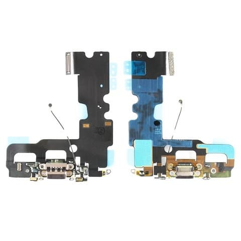 Плата зарядки Apple iPhone 7, шлейф коннектора зарядки, с микрофоном, черная, Original (PRC)
