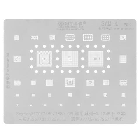 BGA-трафарет SAM:4 Samsung SM-A310 Galaxy A3 (2016), Exynos 7880, Exynos 7580, Exynos 3470, 34in 1