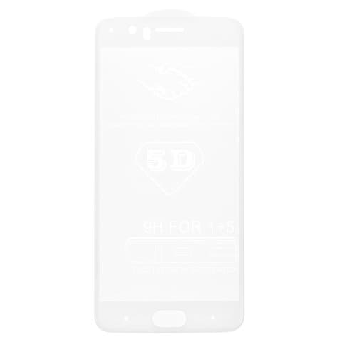 Захисне скло OnePlus 5, A5000, 5D, біле, iNobi, Full Glue, клей на усій поверхні, 0.26 мм, в упаковке, с салфетками, слой клея нанесен по всей поверхности стекла, сумісне з чохлом | Закаленное защитное стекло