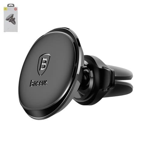 Автодержатель Baseus, чорний, на дефлектор, магнитный, с держателем кабеля, #SUGX-A01