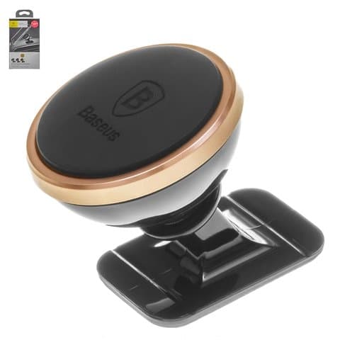 Автодержатель Baseus, чорний, золотистий, магнитный, клейкая основа, #SUGENT-NT0V
