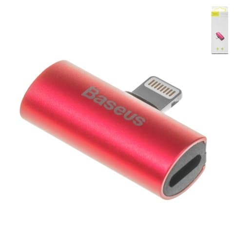 Адаптер Baseus L46, не поддерживает функции микрофона, Lightning на Dual Lightning 2 в1, Lightning, красный, 2 A, #CAL46-91