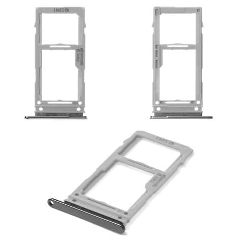 Тримач (лоток) SIM-карты Samsung SM-G973 Galaxy S10, SM-G975 Galaxy S10 Plus, чорний, с держателем карты памяти (MMC), dual SIM, Original (PRC) | держатель СИМ-карты